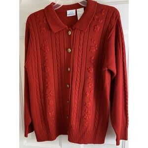 Bobbie Brooks Red Cardigan Sweater Size Small Button Front Long Sleeve Vintage